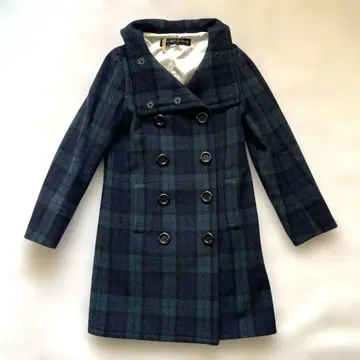 블론디 블랙워치 체크 무늬 후드 부착 코트