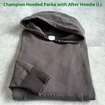 [슈퍼 페이드] 챔피온 런택 후가공 후드티 L 탄블랙 투톤