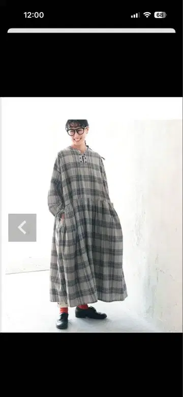 soulberry 체크 무늬 긴팔 셔츠 원피스 그레이 계열