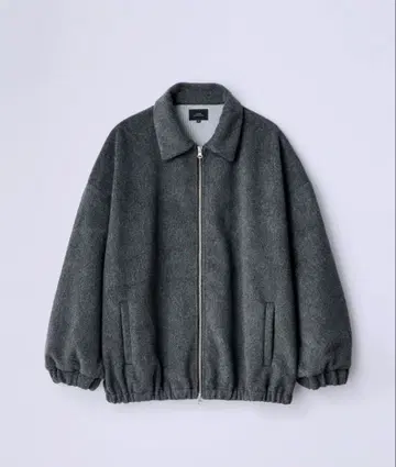 SLICK 샤기 멜톤 집업 숏 블루종