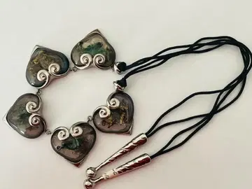 이탈리아제 실버 x 스톤 하트 목걸이 초커