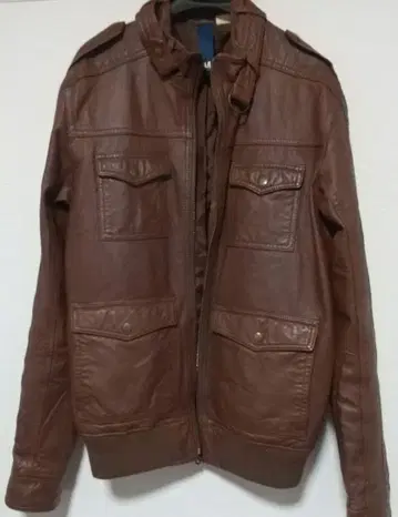 H&M 에이치앤엠 가죽 자켓 리얼 가죽 블루종 브라운