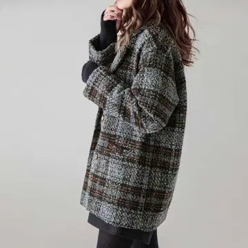 AMELY 체크 무늬 체스터 코트