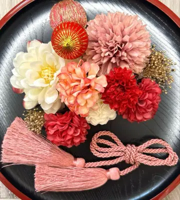 성인식 일본 의류 후리소데 시치고산 사전 촬영 머리 장식