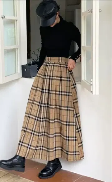 BIRTHDAY BASH 체크 롱 스커트 M
