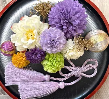 성인식 일본 의류 후리소데 시치고산 사전 촬영 머리 장식