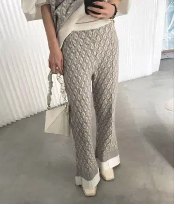 Ameri vintage 기하학 패턴 니트 셋업