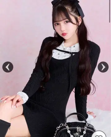 미셸 마카롱 모노그램 셔츠 도킹 니트 원피스