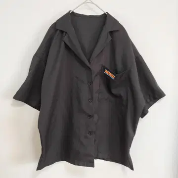 SUREVE 워크 셔츠 L 블랙 로고 자수 스트릿 아베일