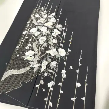 순수 실크 호몬기 이중 기모노 꽃무늬 소주 스와머리 자수 블랙 베이스