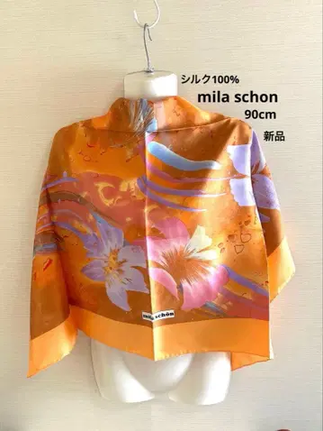 새상품 mila Schon 밀라 쇤 실크 소재 스카프 대형 90cm