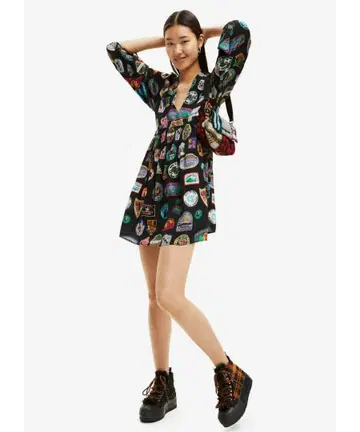 Desigual 퍼 통굽 하이컷 스니커즈 체크 스팽글