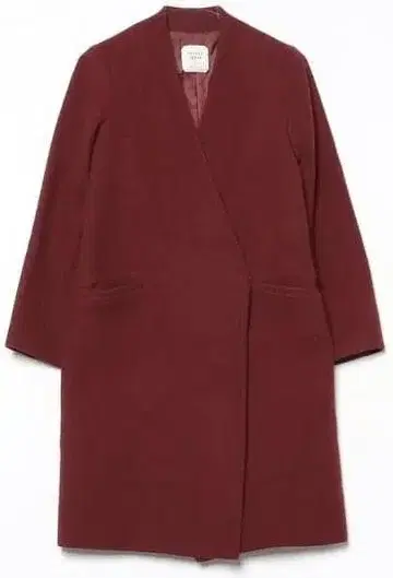 V넥 노카라 코트 와인 레드 크림슨 테라코타