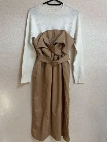 mysty woman 미스티우먼 도킹 원피스 베이지 니트