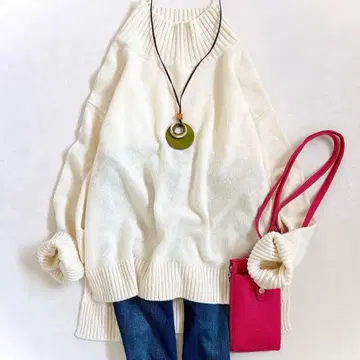 새상품급 데미룩스 빔즈 울 캐시미어 하이넥 니트 풀오버