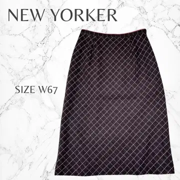 [뉴요커] 울 어른 여자 체크 무늬 플레어 스커트 M 고품질