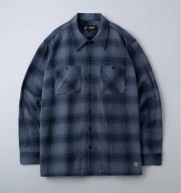 BLUCO/부루코 OMBRE CHECK 플란넬 셔츠 네이비 XL