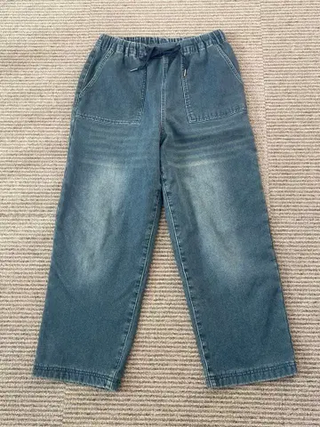 하그유 HUG.U 속기모 데님 네이비 L 허리밴딩 와이드 스트레이트