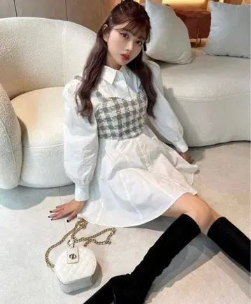 다리치 트위드 코르셋 원피스 FL 사이즈