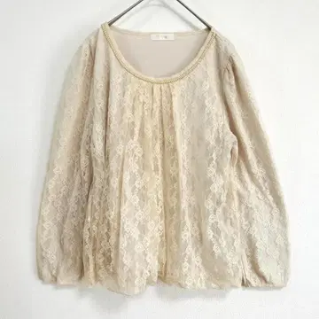 Vis 레이스 블라우스 M 사이즈 아이보리 전체 레이스 체인 장식 긴팔