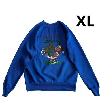 1988년 USA제 크리스마스 맨투맨 XL 파랑 래글런 슬리브 80s