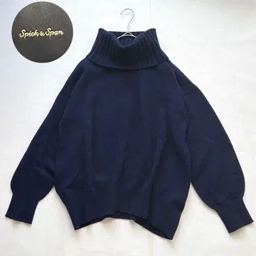 Spick & Span 캐시미어 혼방 터틀넥 니트 울 네이비 F
