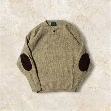 울 100% 니트 스웨터 RAMON 베이지 엘보 패치 포함