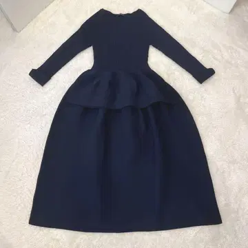 네이비 니트 페플럼 원피스 긴팔