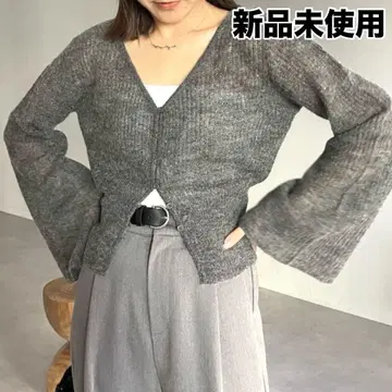 [ 미사용 새상품 ] 카프리슈 마쥬 모헤어 와이드 슬리브 가디건 그레이