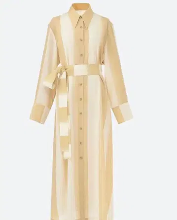 AKIRANAKA 스트라이프 긴팔 셔츠 원피스