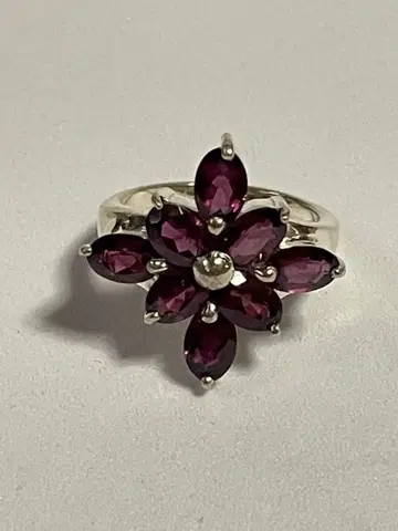 실버 925 자수정 반지 꽃 디자인 보라색 9호