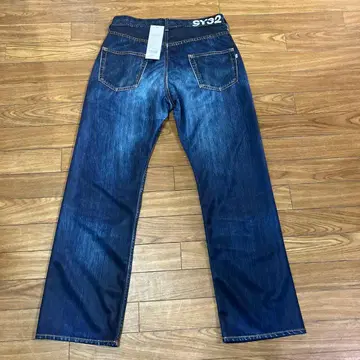 SY32 다크 블루 스트레이트 폴리에스테르 팬츠 택 포함 새상품