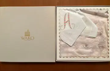[ 미사용 ] WAKO 자수 실크 손수건 2장