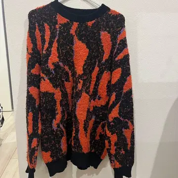 ZARA 오렌지 블랙 패턴 니트 스웨터 M 사이즈