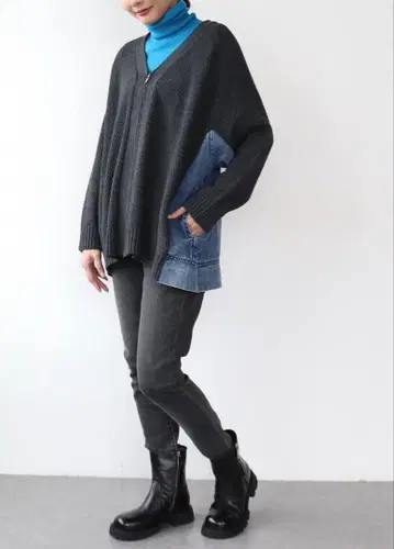 데님 콤비 VZIP 블루종