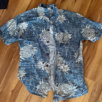 [빈티지] Palmwave 파인애플 패턴 하와이안 셔츠 S