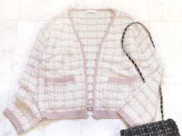 프로포션 바디 드레싱 트위드 펄 가디건