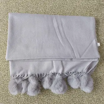 대형 스톨 폼폼 숄 그레이