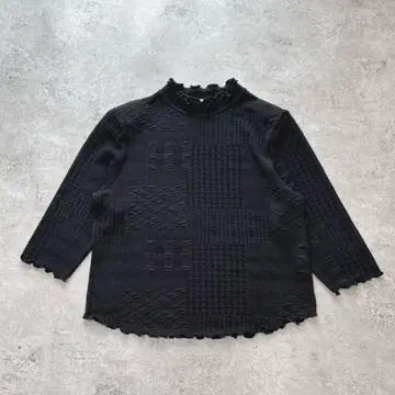 s3211 애드미러블 7부 소매 티셔츠 메로우 어깨 패드 M~L 하이넥