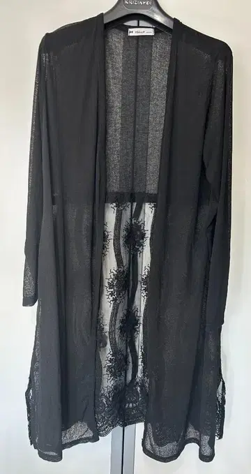 Ribbon 블랙 레이스 롱 가디건