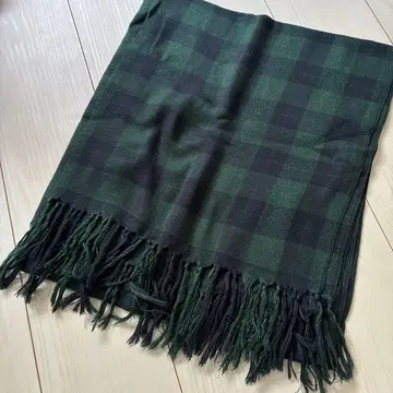 대형 라메 다크 그린 블랙 체크 스톨