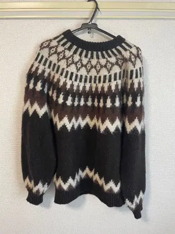 BEAMS 페어아일 패턴 울 혼방 스웨터