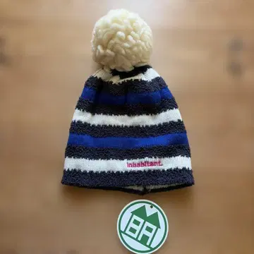 inhabitant. 스트라이프 니트 모자 폼폼 포함 인하비탄토
