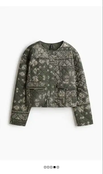 H&M 반다나 패턴 퀼팅 자켓 올리브 그린