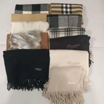 여성용 스톨 머플러 묶음 판매 체크 무지