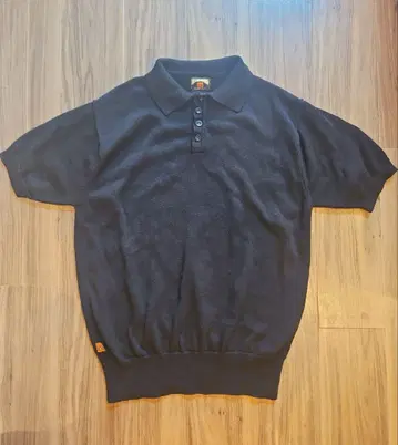 FB COUNTY 반팔 카라 부착 니트 블랙 XL