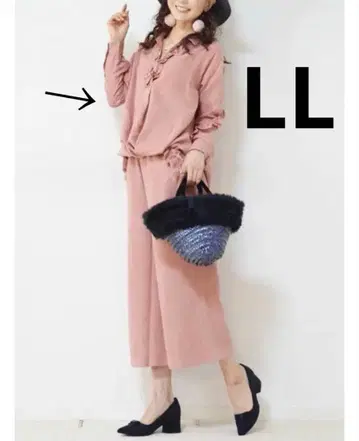 택 포함 미사용 새상품 앤드러브 LL 사이즈 프릴 블라우스 튜닉 QVC