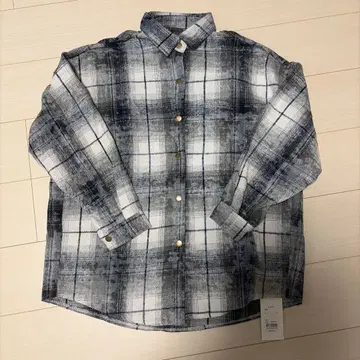 체크 무늬 긴팔 두꺼운 원단 셔츠 네이비 F