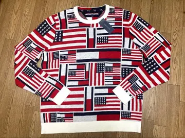 새상품 TOMMY HILFIGER 미국 국기 니트 스웨터 L 사이즈