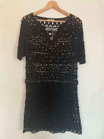 ADORE 블랙 시스루 니트 원피스 38